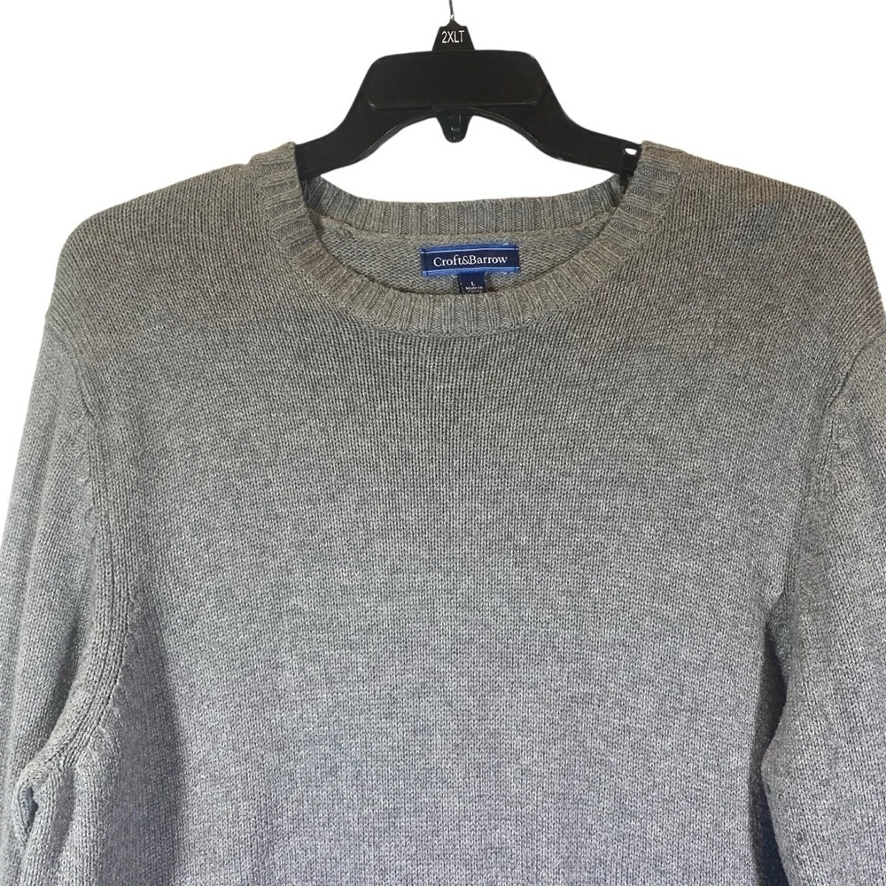Croft & Barrow Men's size Large Gray crew neck knit sweater long sleeve pull on